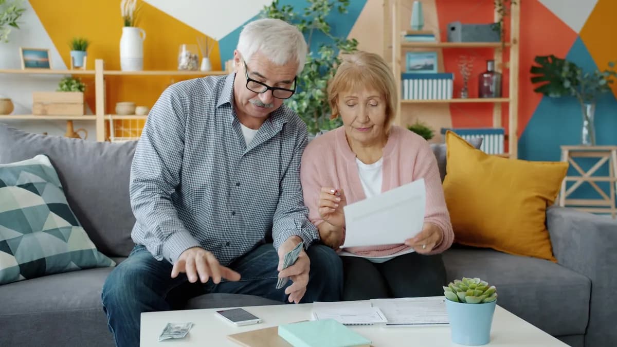 Oudere vrouw aan tafel met boodschappenlijst en papieren naast een vertrouwde hulp